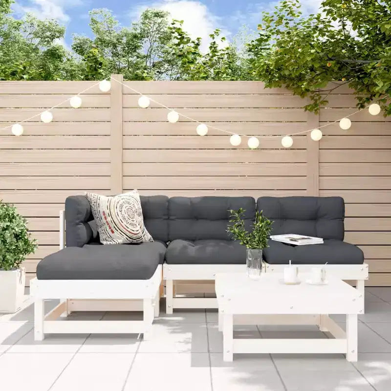 vidaXL Patio Furniture Set with Cushions Outdoor Lounge Set 5 Piece Solid Wood