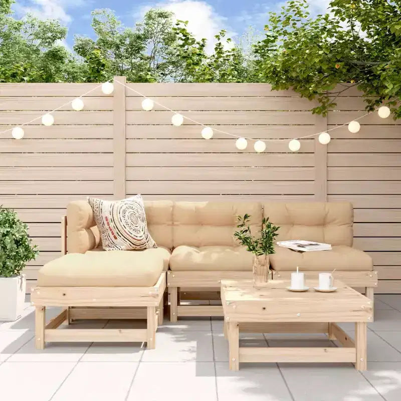 vidaXL Patio Furniture Set with Cushions Outdoor Lounge Set 5 Piece Solid Wood