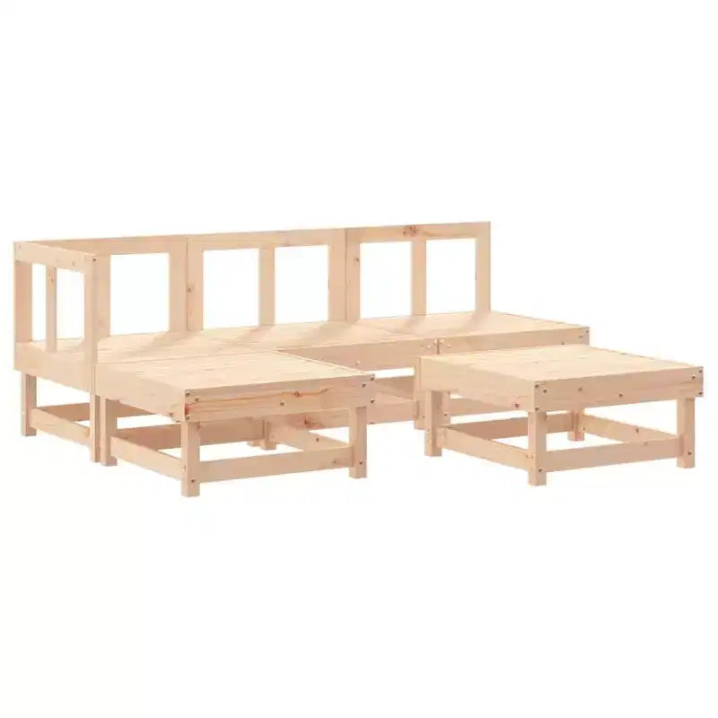 vidaXL Patio Furniture Set with Cushions Outdoor Lounge Set 5 Piece Solid Wood