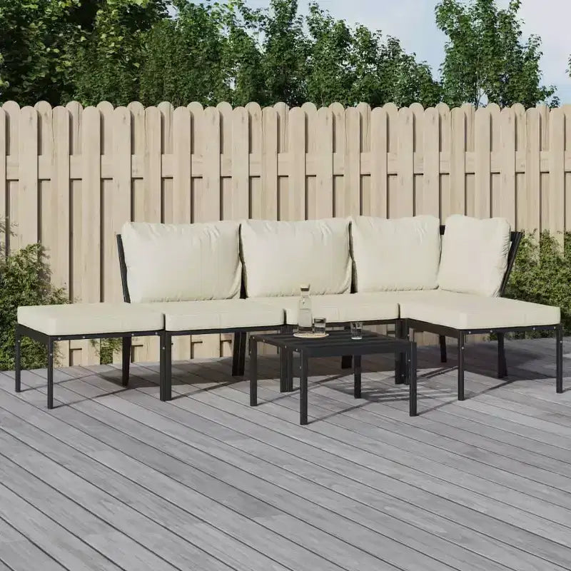 vidaXL Patio Furniture Set Sectional Sofa Patio Lounge Set with Cushions Steel