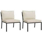 vidaXL Patio Furniture Set Sectional Sofa Patio Lounge Set with Cushions Steel