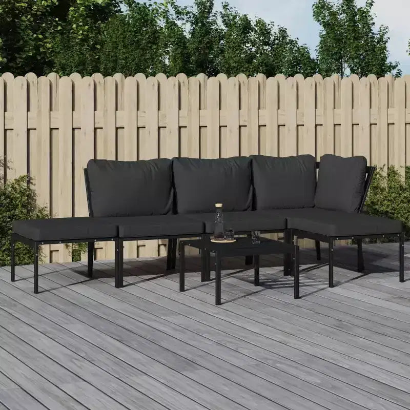 vidaXL Patio Furniture Set Sectional Sofa Patio Lounge Set with Cushions Steel