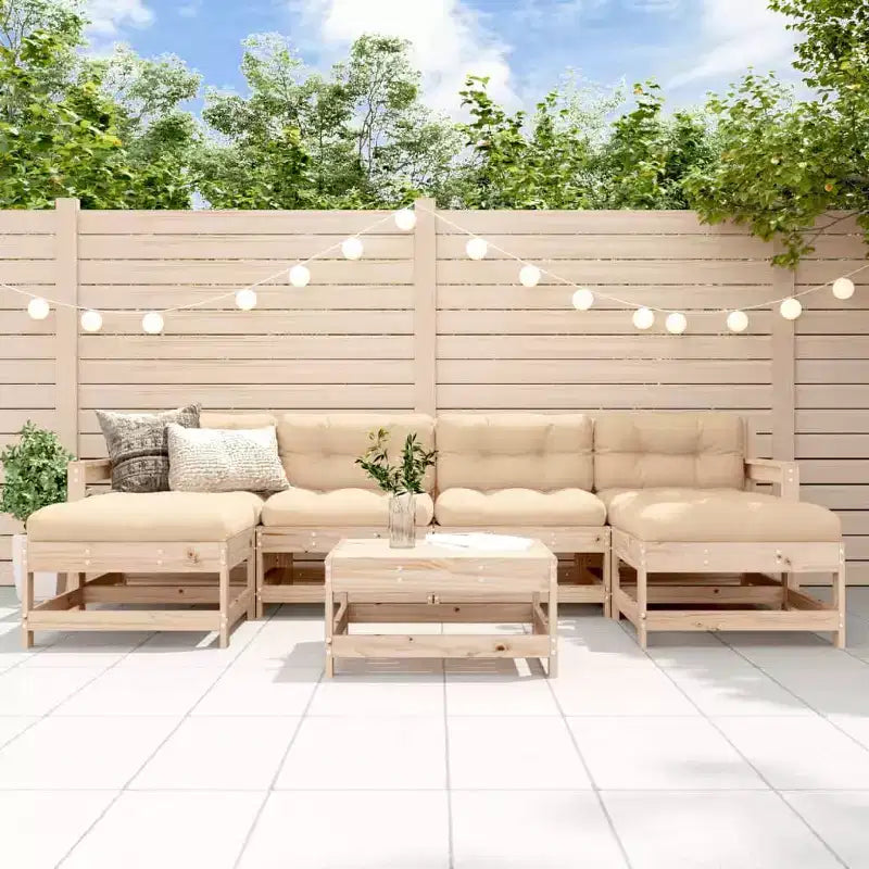 vidaXL Patio Lounge Set with Cushions Outdoor Furniture Set 7 Piece Solid Wood