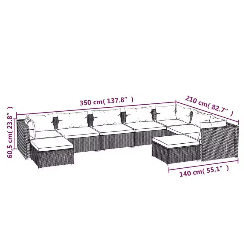 vidaXL Garden Lounge Set PE rattan Large Modular