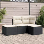 vidaXL 4 Piece Patio Sofa Set with Cushions Poly Rattan - Beige and Cream Without Table