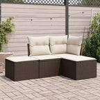 vidaXL 4 Piece Patio Sofa Set with Cushions Poly Rattan - Beige and Cream Without Table