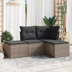 vidaXL 4 Piece Patio Sofa Set with Cushions Poly Rattan - Beige and Cream Without Table