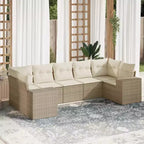 vidaXL 7 Piece Patio Sofa Set with Cushions, Poly Rattan Outdoor Sectional, Modular Design, Multiple Colors