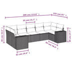 vidaXL 7 Piece Patio Sofa Set with Cushions, Poly Rattan Outdoor Sectional, Modular Design, Multiple Colors