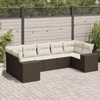 vidaXL 7 Piece Patio Sofa Set with Cushions, Poly Rattan Outdoor Sectional, Modular Design, Multiple Colors