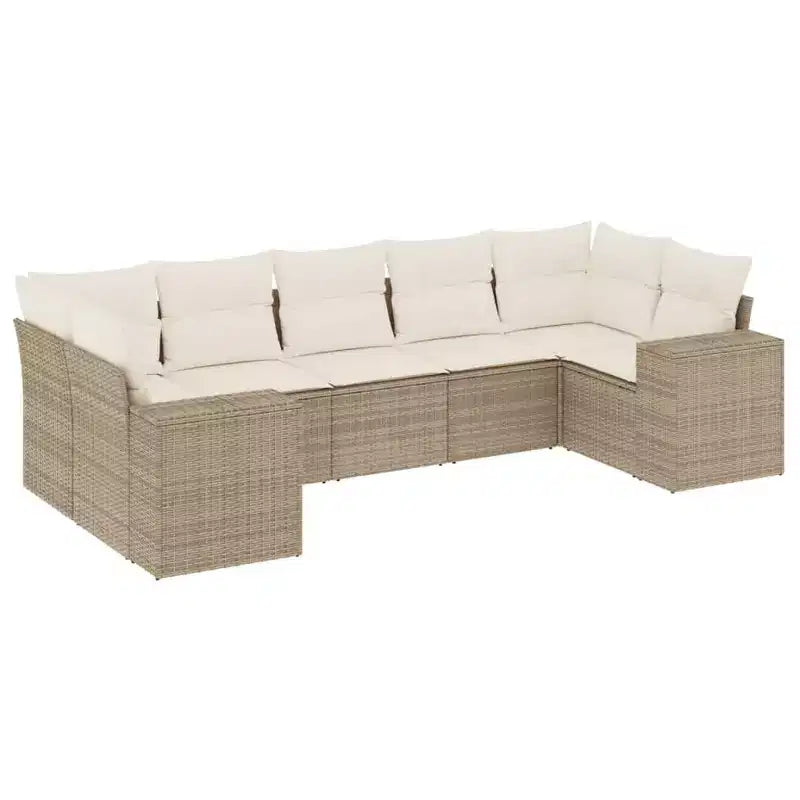 vidaXL 7 Piece Patio Sofa Set with Cushions, Poly Rattan Outdoor Sectional, Modular Design, Multiple Colors