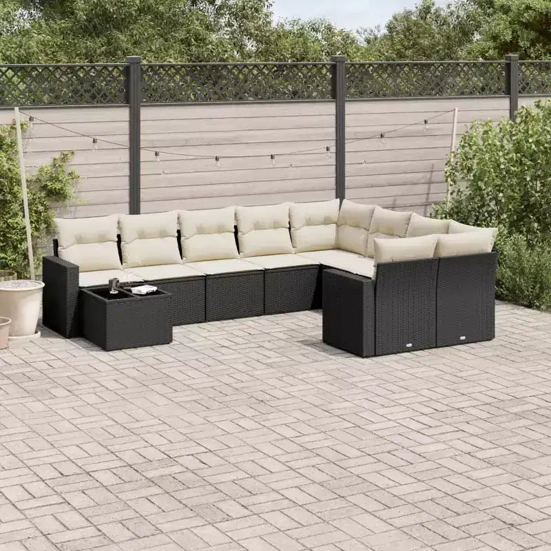 vidaXL 10 Piece Patio Sofa Set with Cushions Poly Rattan