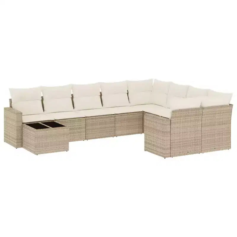 vidaXL 10 Piece Patio Sofa Set with Cushions Poly Rattan