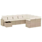 vidaXL 10 Piece Patio Sofa Set with Cushions Poly Rattan