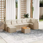 vidaXL Salon de jardin 8 pièces avec coussins en résine tressée beige