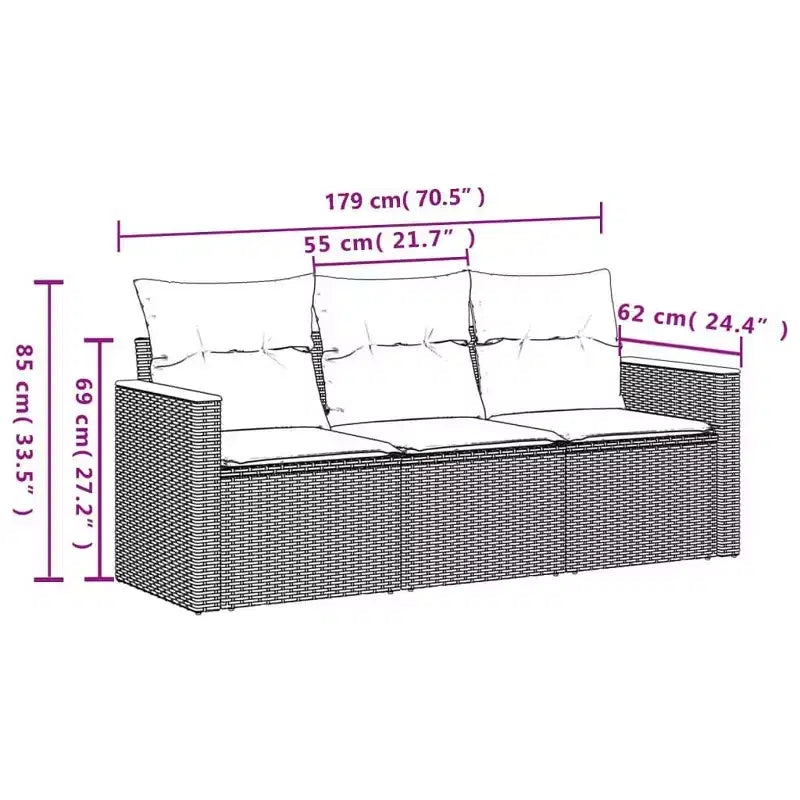 vidaXL 4 Piece Patio Sofa Set with Cushions Poly Rattan, Multiple Colors and Models