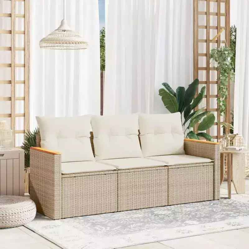 vidaXL 4 Piece Patio Sofa Set with Cushions Poly Rattan, Multiple Colors and Models