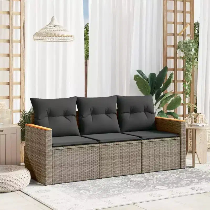vidaXL 4 Piece Patio Sofa Set with Cushions Poly Rattan, Multiple Colors and Models