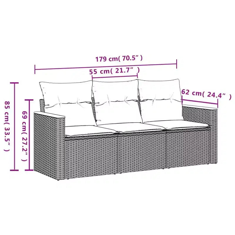 vidaXL 4 Piece Patio Sofa Set with Cushions Poly Rattan, Multiple Colors and Models
