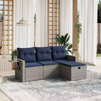 vidaXL 4 Piece Patio Sofa Set with Cushions Poly Rattan