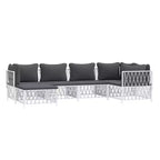 vidaXL 6 Piece Patio Lounge Set with Cushions White Steel