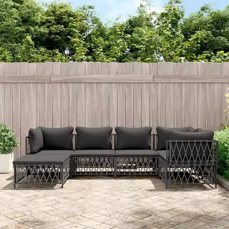 vidaXL 6 Piece Patio Lounge Set with Cushions White Steel