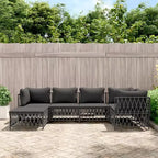 vidaXL 6 Piece Patio Lounge Set with Cushions White Steel
