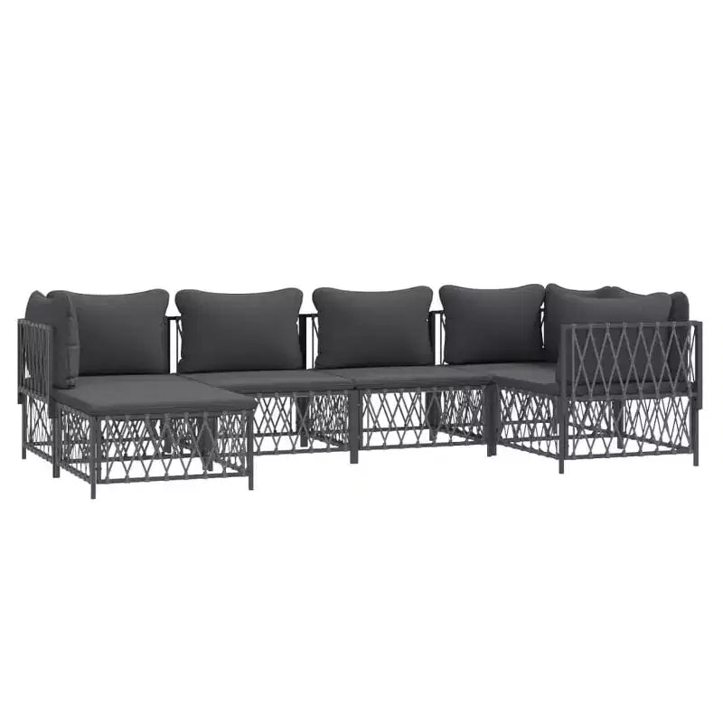 vidaXL 6 Piece Patio Lounge Set with Cushions White Steel