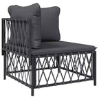 vidaXL 6 Piece Patio Lounge Set with Cushions White Steel