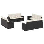 vidaXL Garden Sofa Set Black PE rattan, Powder-coated steel, Polyester