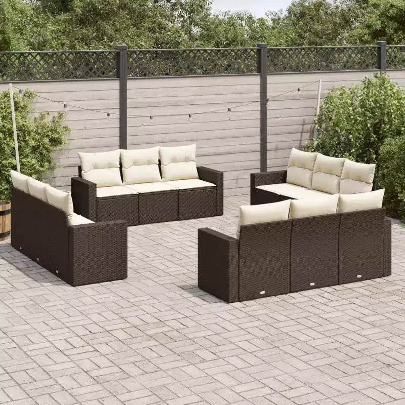 vidaXL Garden Sofa Set Black PE rattan, Powder-coated steel, Polyester