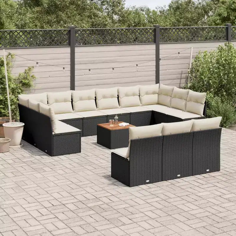 vidaXL Patio Sofa Set with Cushions Outdoor Furniture 14 Piece Poly Rattan