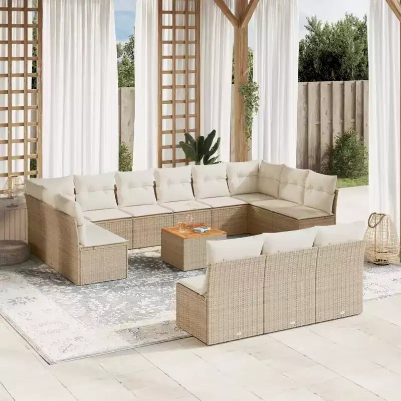 vidaXL Patio Sofa Set with Cushions Outdoor Furniture 14 Piece Poly Rattan