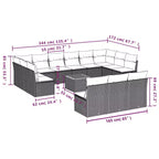 vidaXL Patio Sofa Set with Cushions Outdoor Furniture 14 Piece Poly Rattan