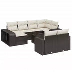 vidaXL Garden Sofa Set Black Poly Rattan Large Water-resistant materials