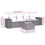 vidaXL 5 Piece Patio Sofa Set with Cushions Brown Poly Rattan