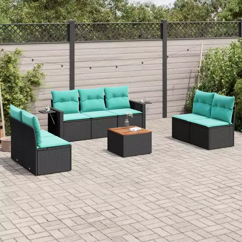 vidaXL 8 Piece Garden Sofa Set with Cushions Grey Poly Rattan