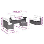vidaXL 8 Piece Garden Sofa Set with Cushions Grey Poly Rattan
