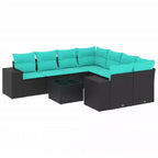 vidaXL 9 Piece Garden Sofa Set with Cushions Grey Poly Rattan