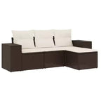 vidaXL 4 Piece Patio Sofa Set with Cushions Brown Poly Rattan