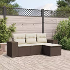 vidaXL 4 Piece Patio Sofa Set with Cushions Brown Poly Rattan