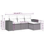 vidaXL 4 Piece Patio Sofa Set with Cushions Brown Poly Rattan
