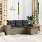 vidaXL 4 Piece Patio Sofa Set with Cushions Gray Poly Rattan