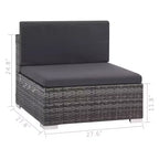 vidaXL 12 Piece Patio Lounge Set with Cushions Poly Rattan Gray