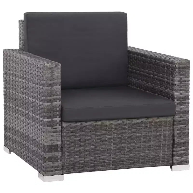 vidaXL 12 Piece Patio Lounge Set with Cushions Poly Rattan Gray