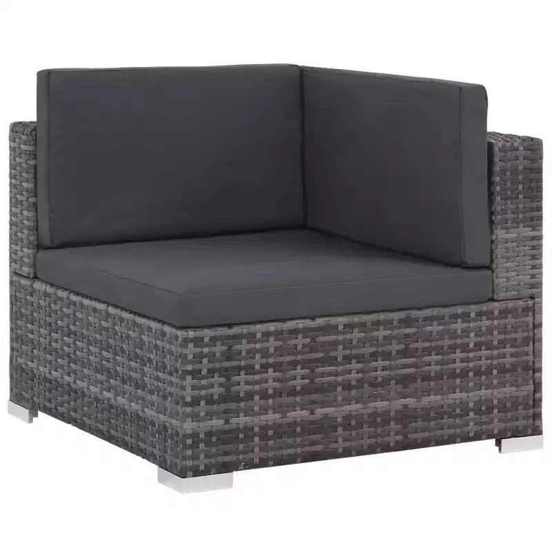 vidaXL 12 Piece Patio Lounge Set with Cushions Poly Rattan Gray