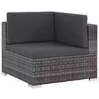 vidaXL 12 Piece Patio Lounge Set with Cushions Poly Rattan Gray