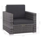 vidaXL 12 Piece Patio Lounge Set with Cushions Poly Rattan Gray