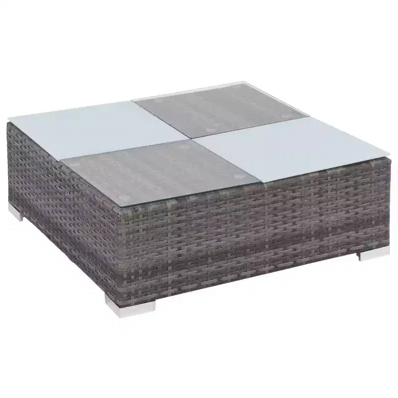 vidaXL 12 Piece Patio Lounge Set with Cushions Poly Rattan Gray
