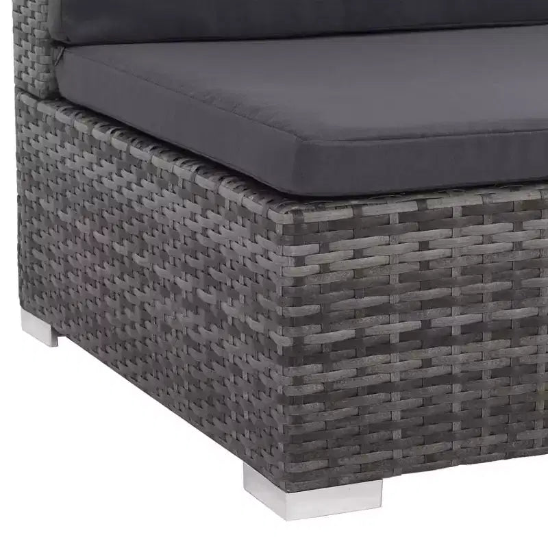 vidaXL 12 Piece Patio Lounge Set with Cushions Poly Rattan Gray